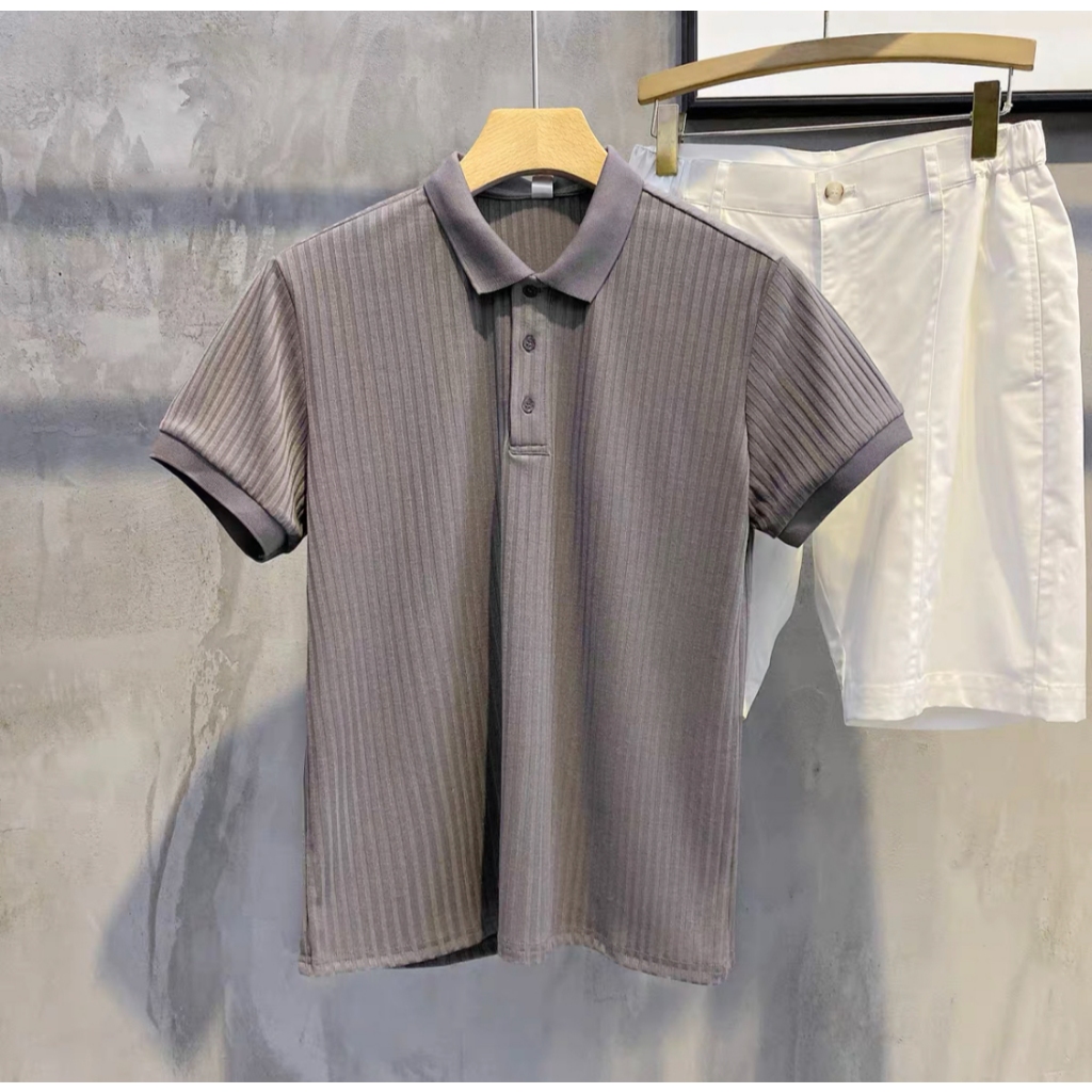 Lucky T602 Men's Slim Striped Short Sleeve Korean Fashion Polo Shirt ...