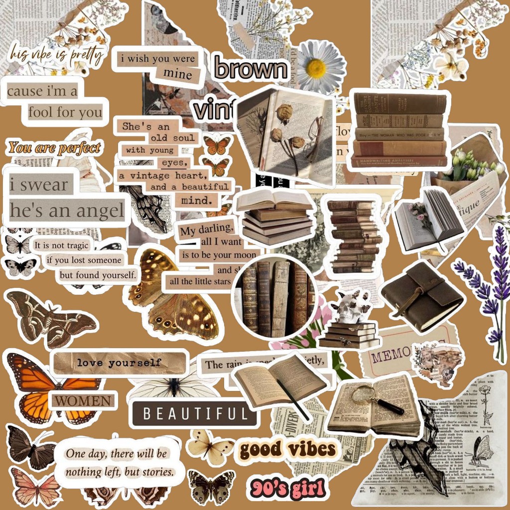 10/50PCS/pack Ins Retro Brown Vintage Graffiti Cartoon Stickers