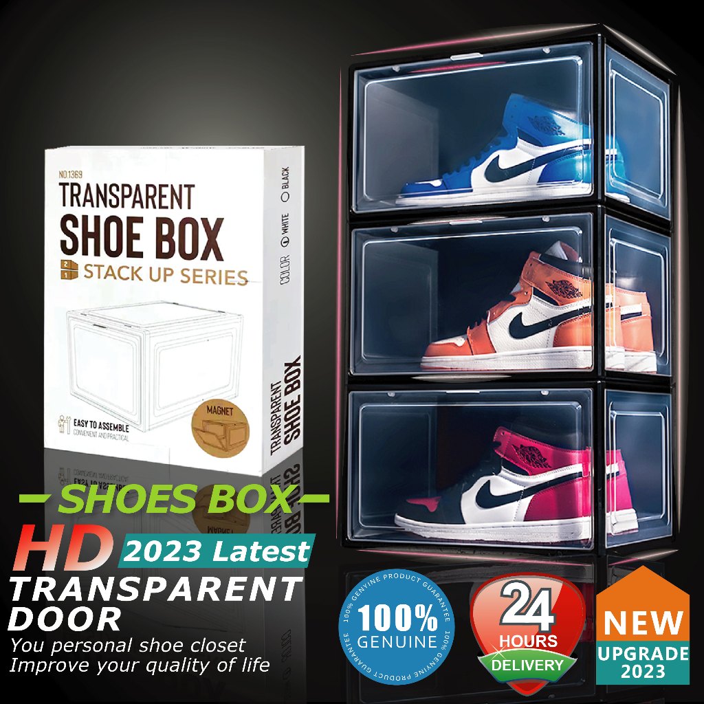 Transparent shoe box stack up series sales