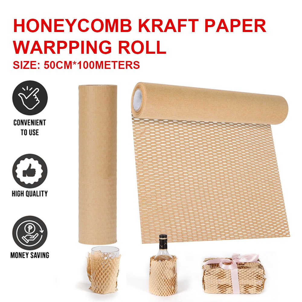 50cm*100meters Kraft Wrapping Roll Honey Comb Paper Eco
