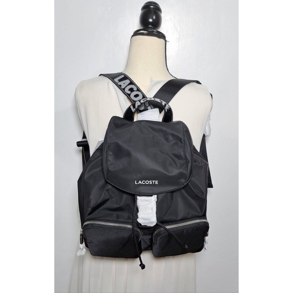 AUTHENTIC/ORIGINAL Lacoste Women's Active Nylon Backpack Bag in Black