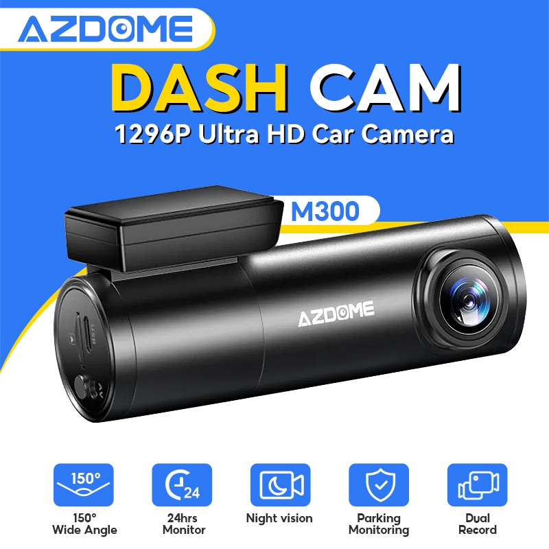 AZDOME M300 HD 1296P 2K Car Dash Cam APP Control English Voice Control ...