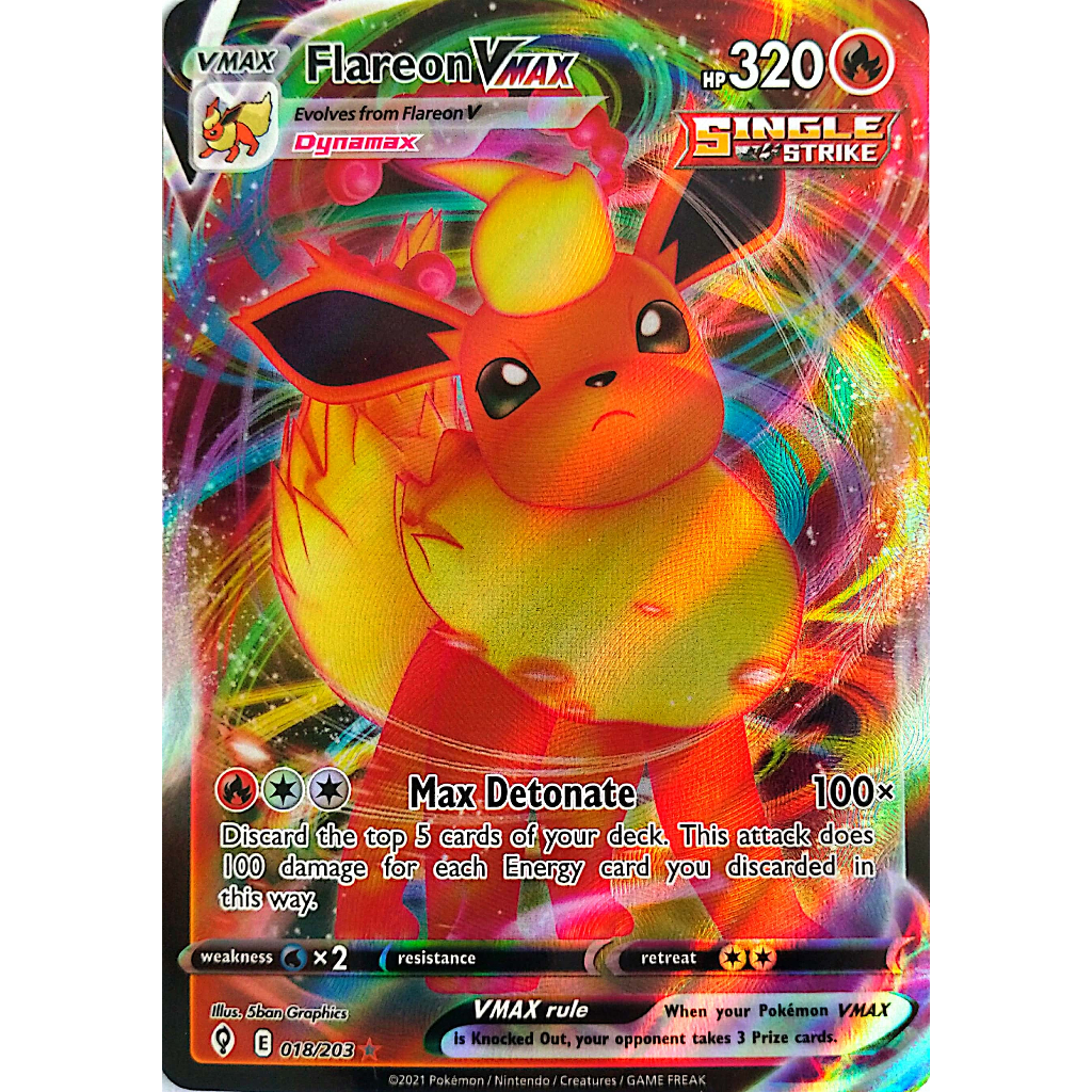 Pokemon Tcg Flareon Vmax 018 203 Evolving Skies Ultra Rare Card 