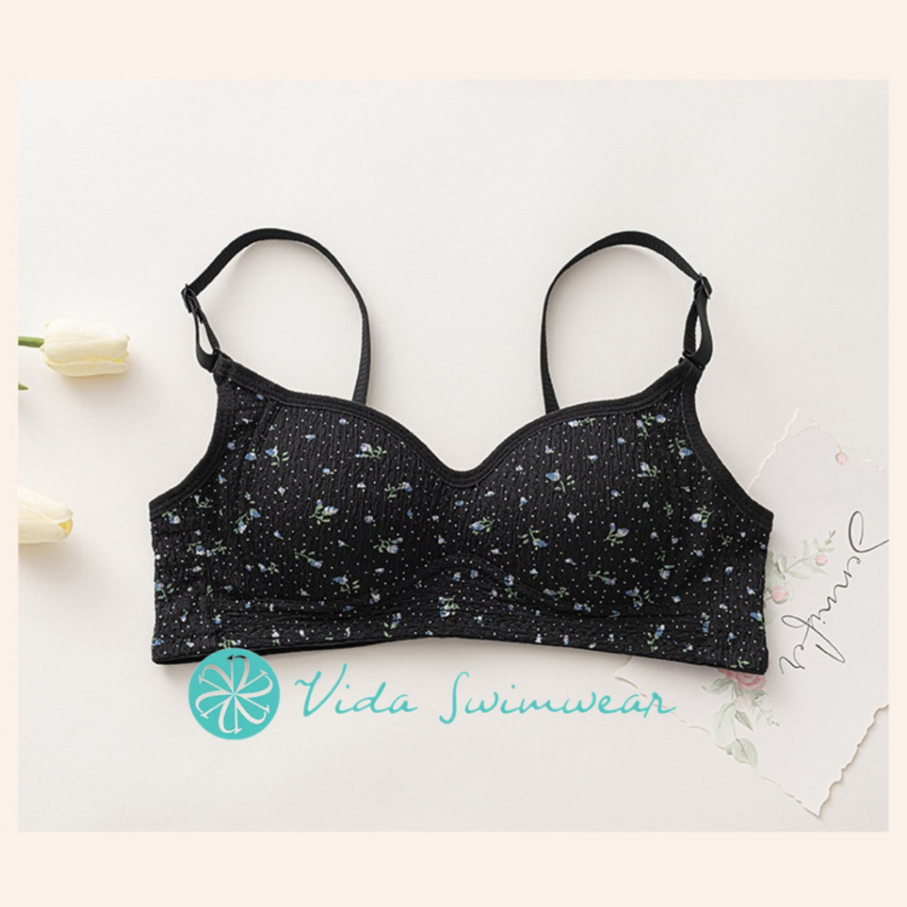 Japanese Style Floral Lace Women Underwear Push Up Bra Wireless Thin ...