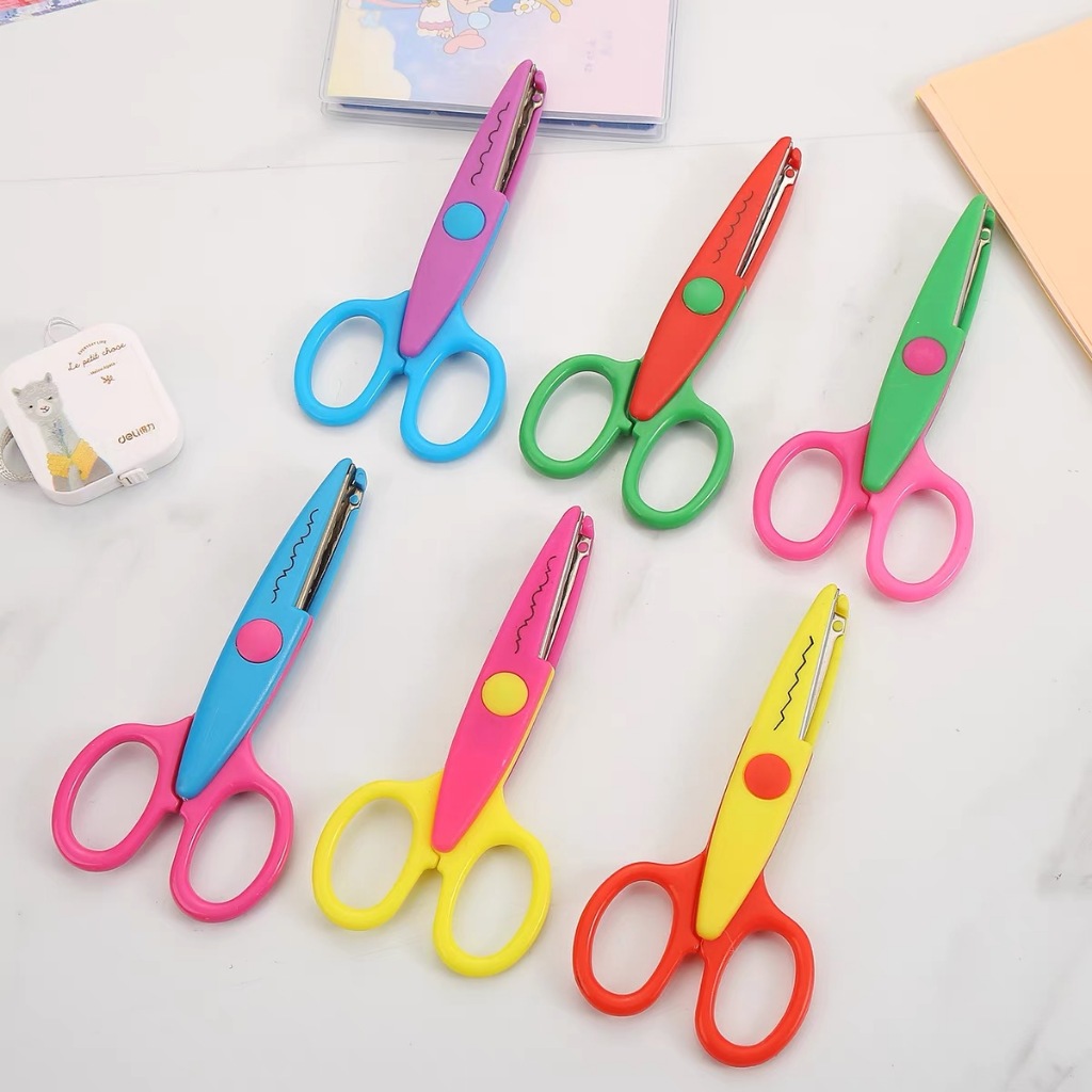 DIY Colorful Craft Scissors Decorative Edge Wave Zigzag Plastic Cutting