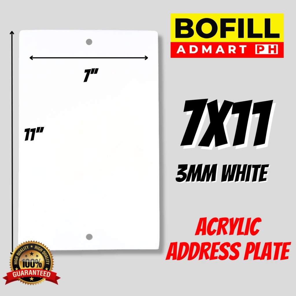 BLANK 7X11 INCHES ACRYLIC ADDRESS PLATE [ BOLTS TOX SCREW INCLUDED ...