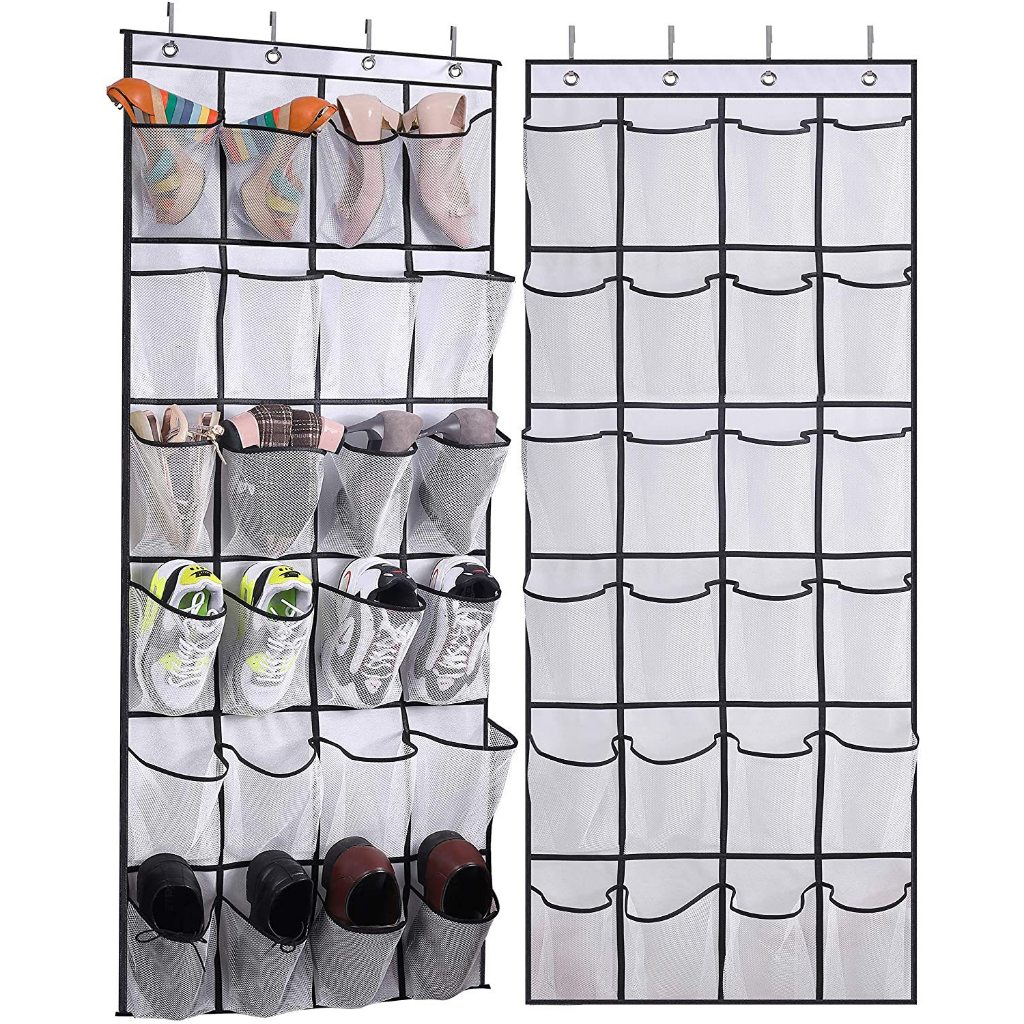 Large Over 24 Pocket Hanging Shoe Rack Organizer Mesh Shoe Box Shoes