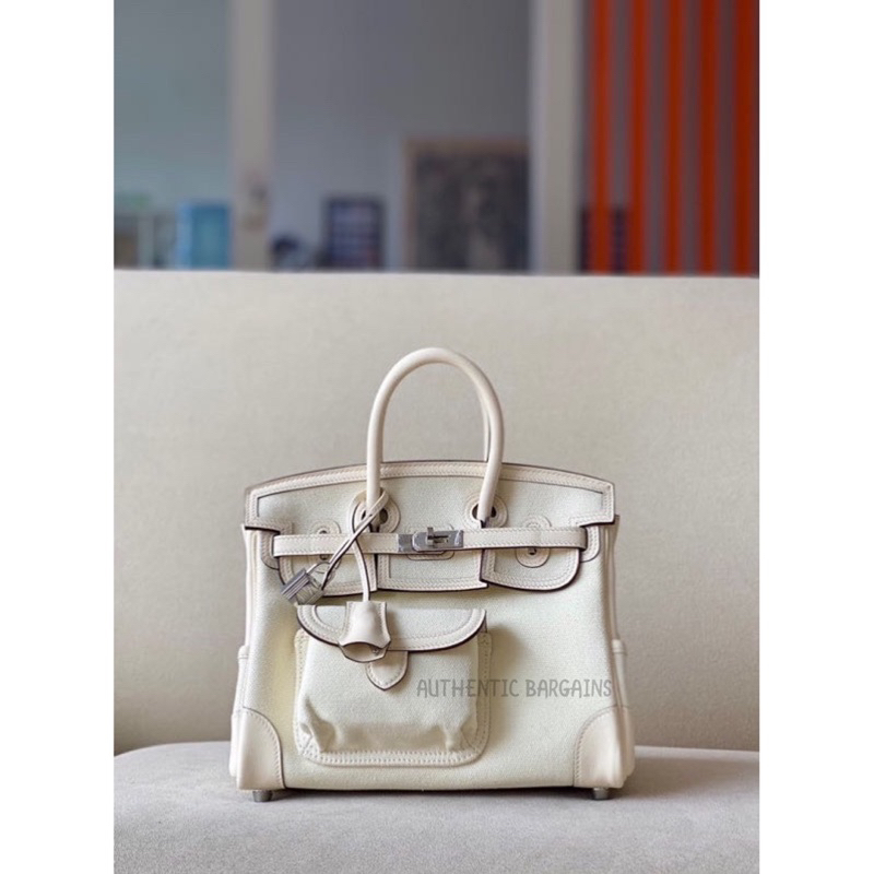 Authentic Grade Cargo Birkin Toile and Swift Leather Handmade