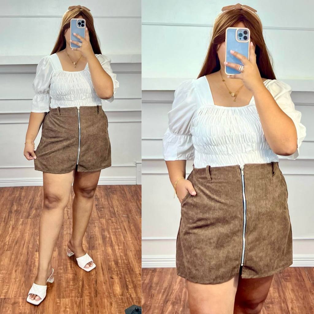 KIARA SKIRT ZIPPER CORDUROY PLUS SIZE L 3XL BY LUCY Shopee Philippines