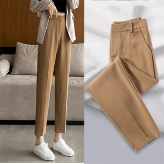 Women's Suit Pants Korean style Loose Straight Cigarette Pants High Waist  Casual Pants Slimming