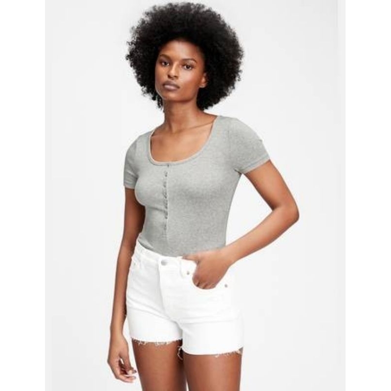 770489 Modern Henley Bodysuit Heather Gray Shopee Philippines