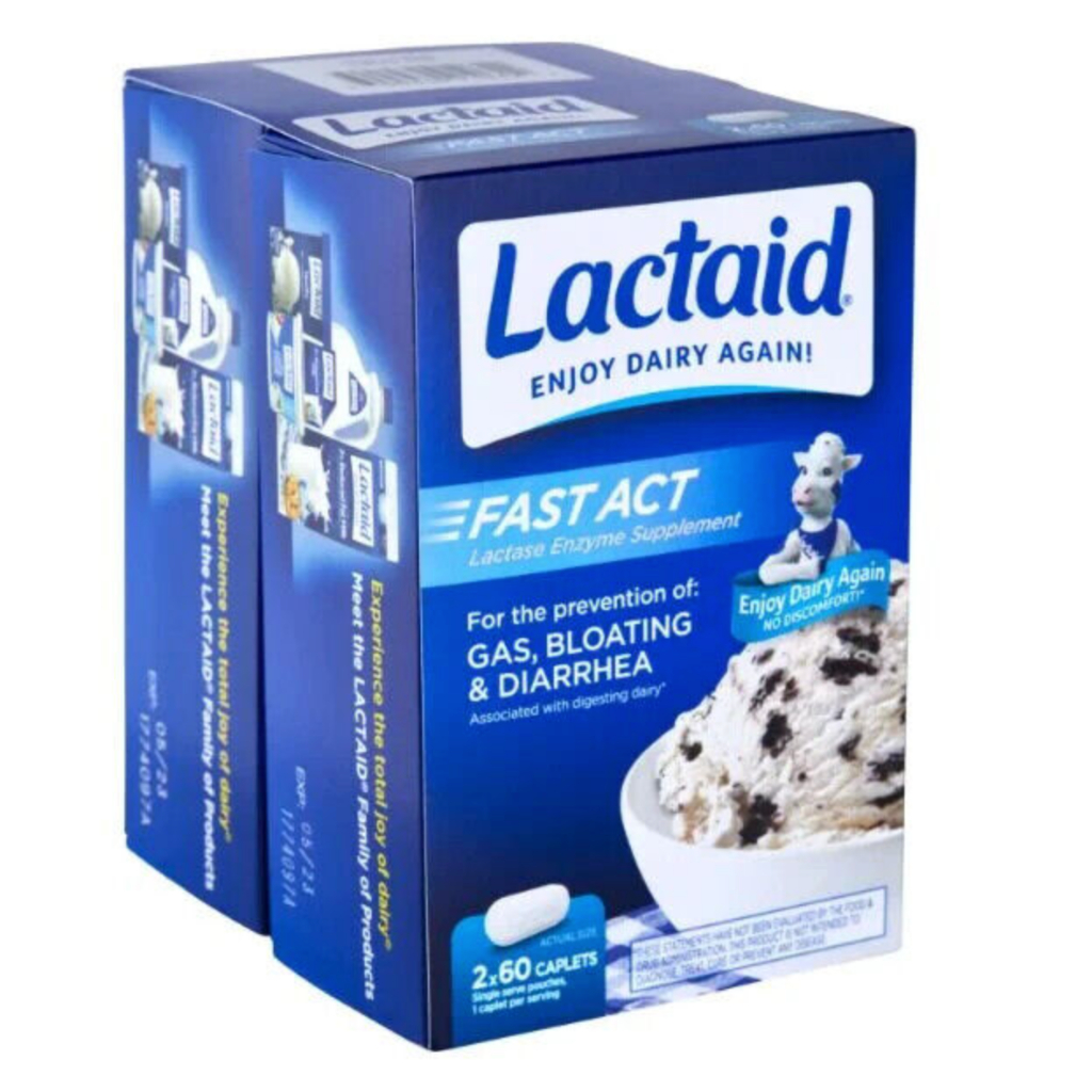 120 Lactaid FAST ACT (2 boxes of 60 caplets) For Lactose Intolerant