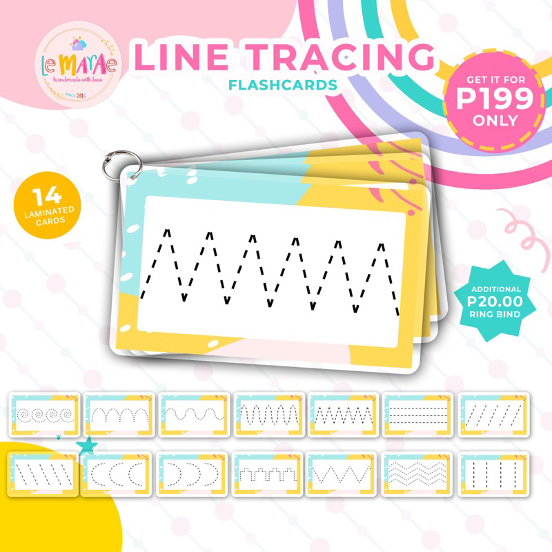 LINE TRACING CARDS PLAIN Laminated Tracing Flashcards Writing Kids
