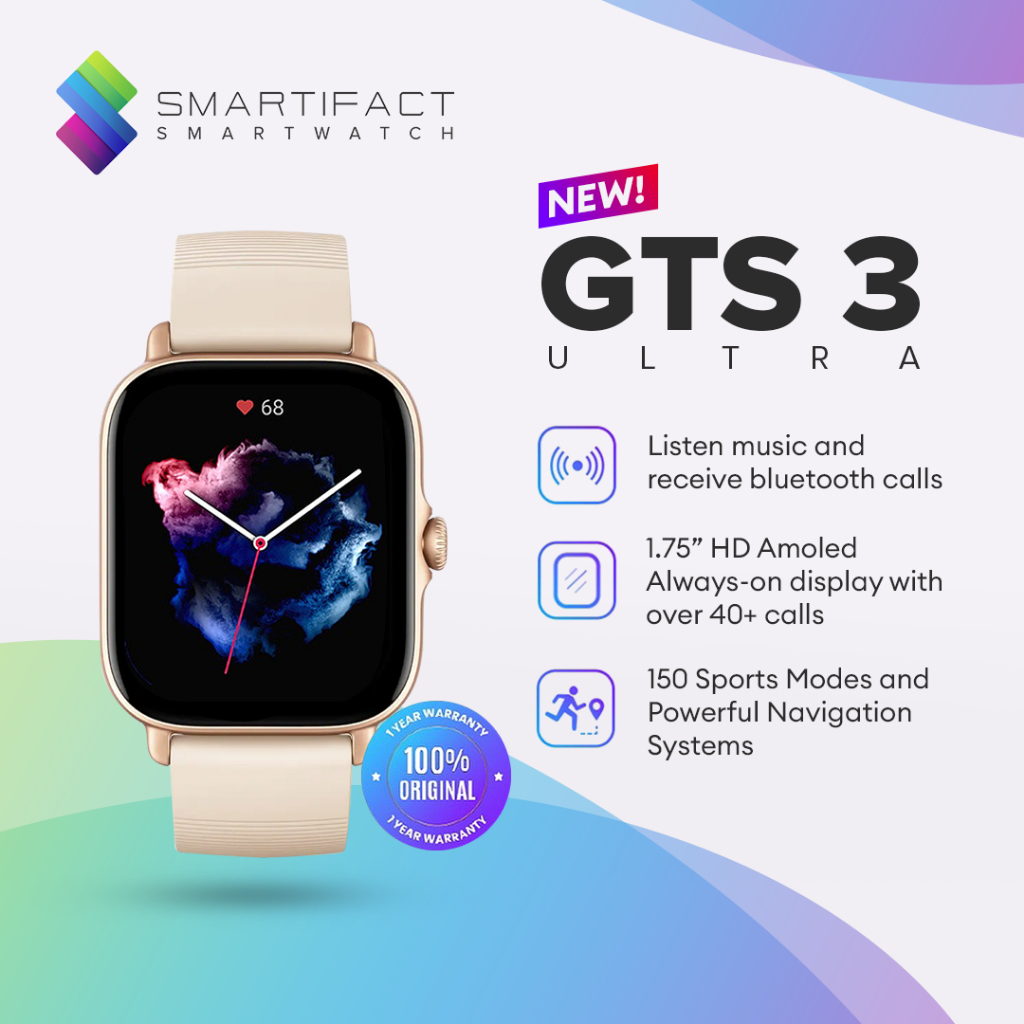 Limited Voucher Amazfit GTS 3 Smart Watch HD AMOLED Screen Satellite Navigation 150 Sports Modes Shopee Philippines