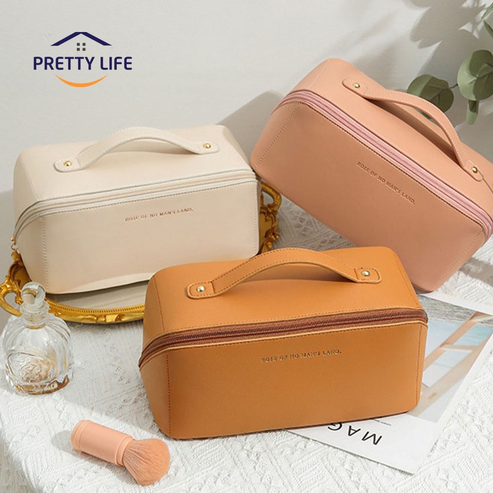 Large Capacity Travel Makeup Bag Leather Makeup Bag Waterproof Women's