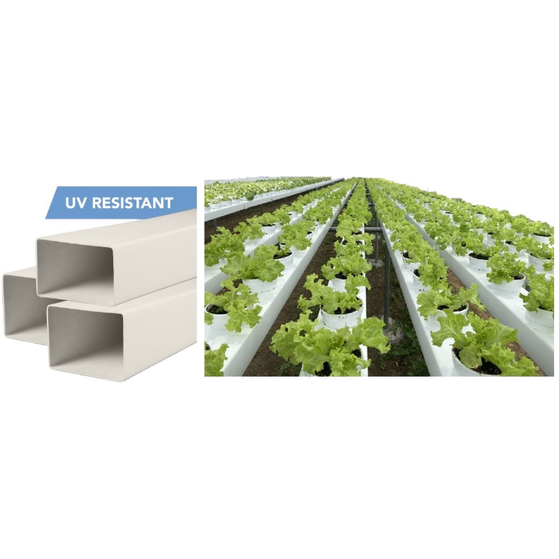Hydroponics Channel Downspout PVC 2.5 X 4inches X 4feet Length Plain