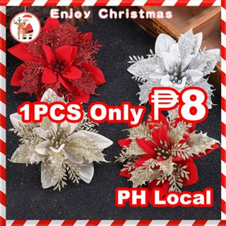 12pcs Christmas Tree Leaves Artificial Flower PACO Gold leaf Christmas  decor flowers