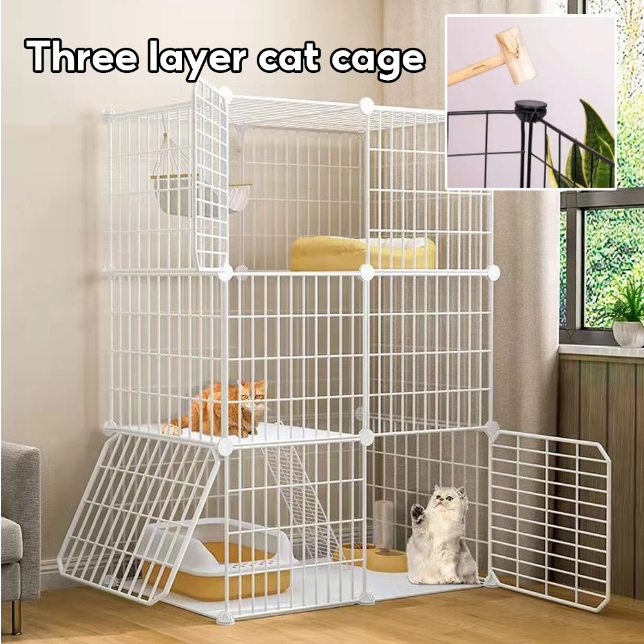 Diy Foldable 3 Layer Cat Cage Stackable Cage For Cat Villa Collapsible 