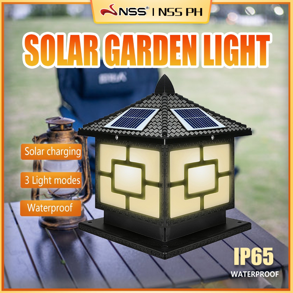 NSS Solar Garden Light Post Lamp Outdoor IP65 Waterproof Solar Pillar ...