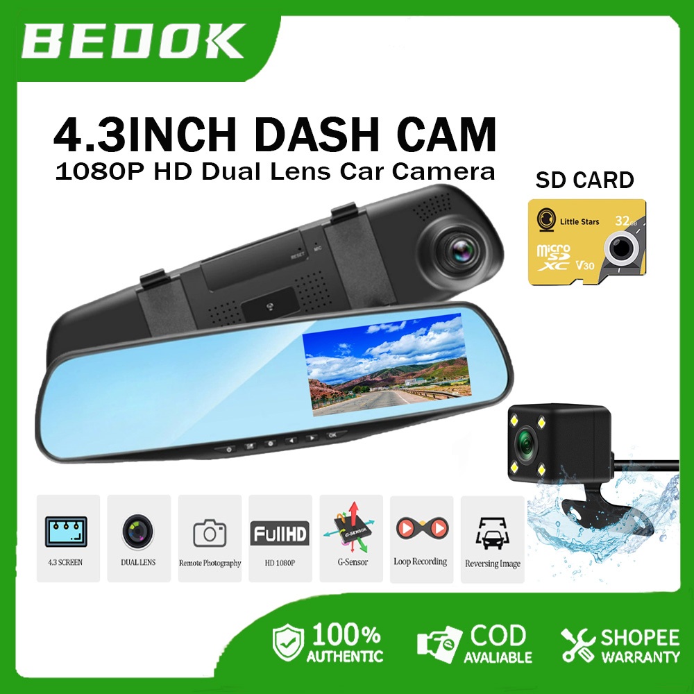 Rearview Smart Mirror with 4.3 HD LCD Touch Screen with Android 1080p Dash  Cam Recorder, Special Mount