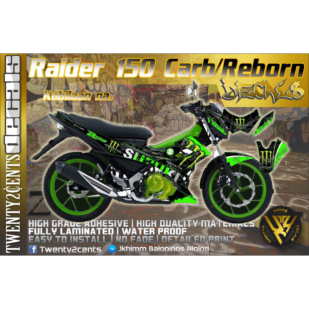 Suzuki raider 150 carb / reborn Decals High-Quality Stickers | Shopee ...