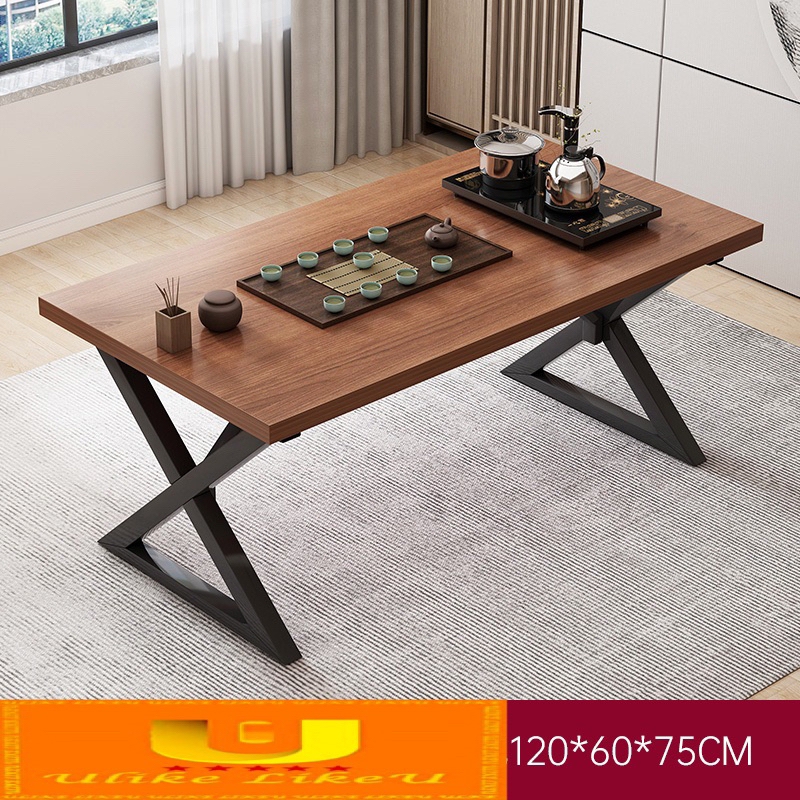Dining table computer desk home minimalist office desk with metal stand ...
