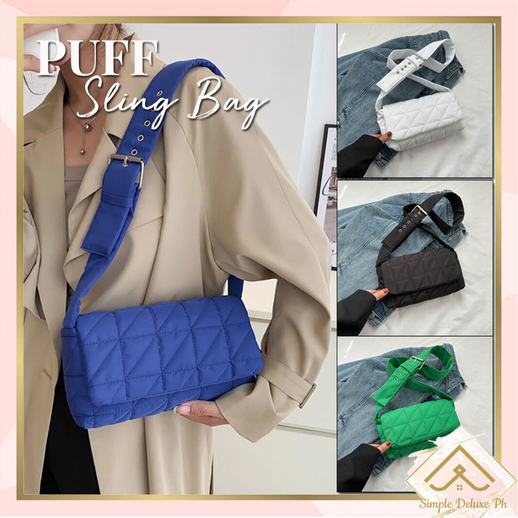 Puff Sling Bag Fashionable Women Nylon Cotton Padded Crossbody Bag