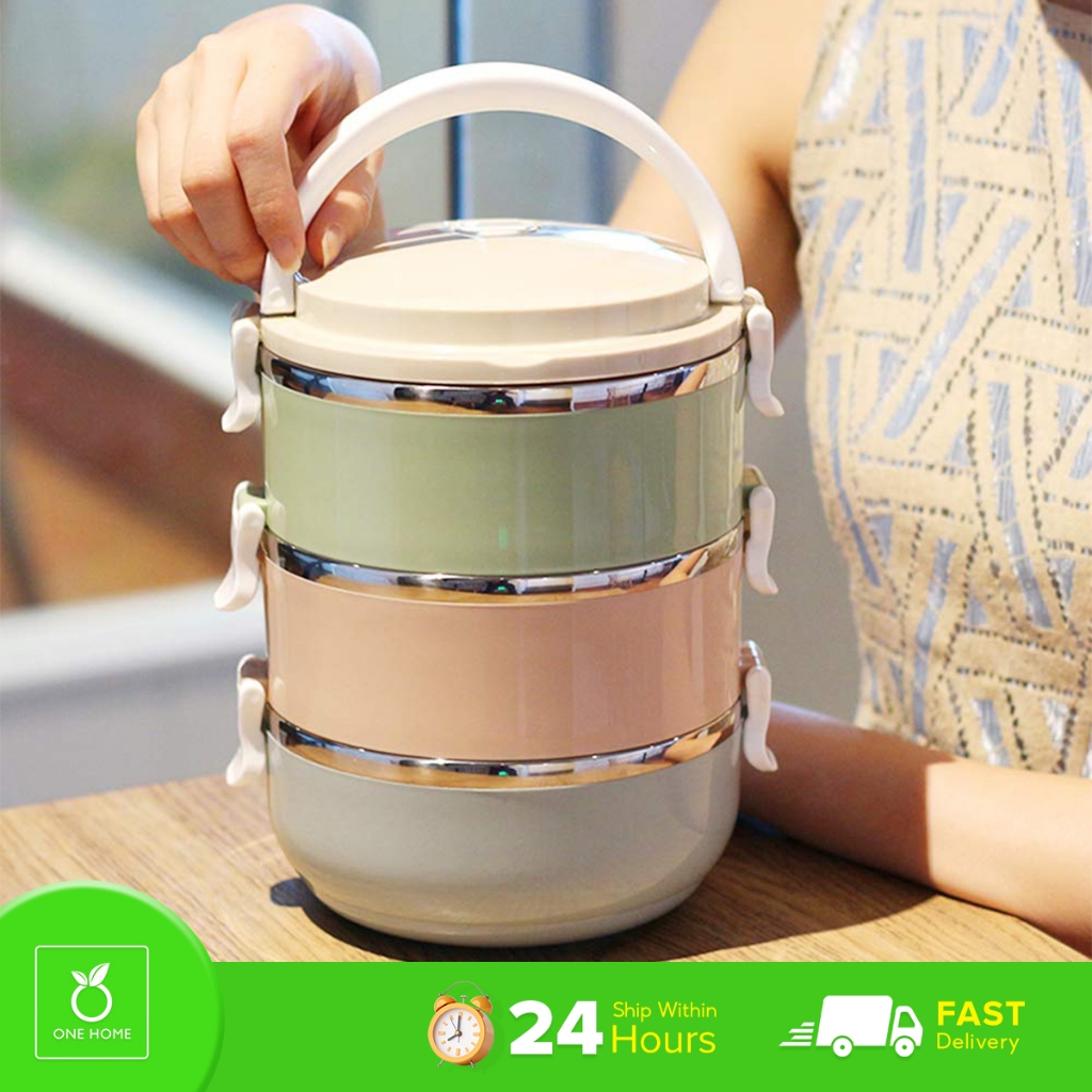 Food Storage Container 2 and 3 Layer Lonchera Stackable Portable and ...