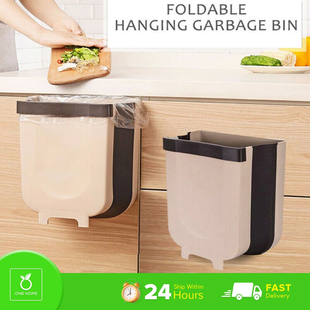 5L Wall Mounted Folding Waste Bin Kitchen Door Hanging Trash