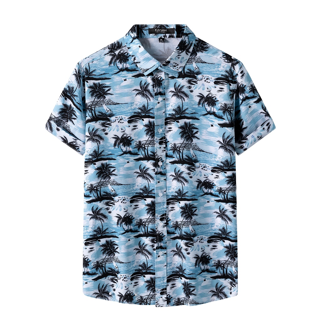 KAHAN Trendy Fashion Floral Print Men's Casual Short Sleeve Hawaiian ...