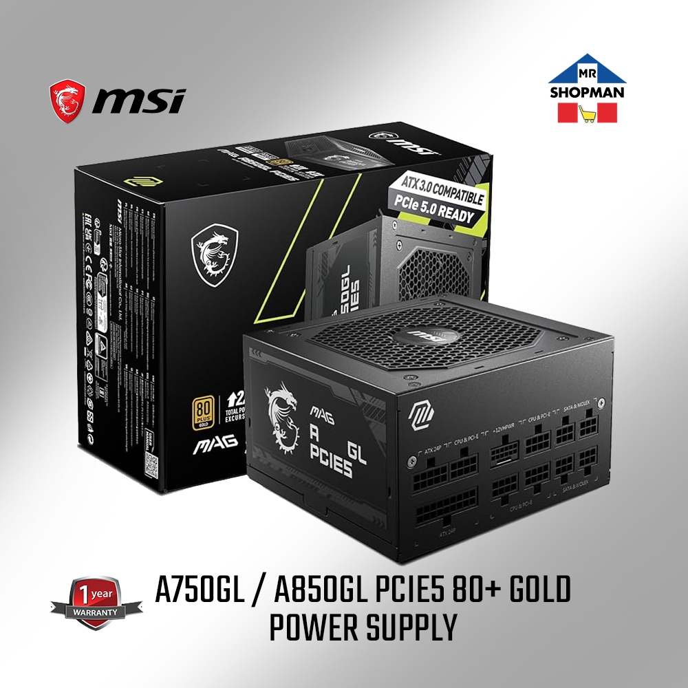 MSI Mag 650W / A650GL /A750GL 750w/ A850GL 850w PCIE5 80+ Gold Full