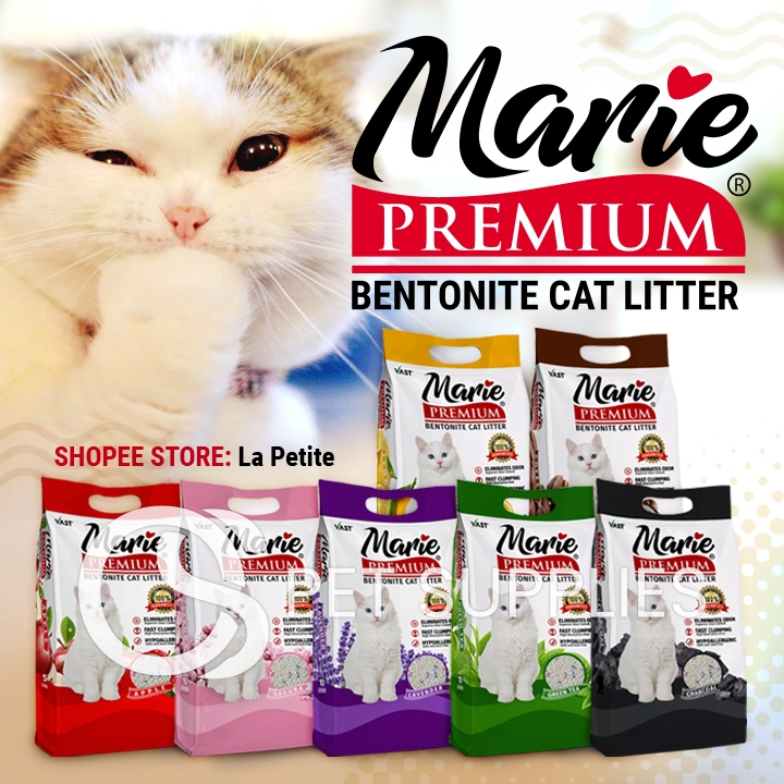 LKJ 10L Marie Premium Bentonite Cat Litter Eliminates Odor, Fast