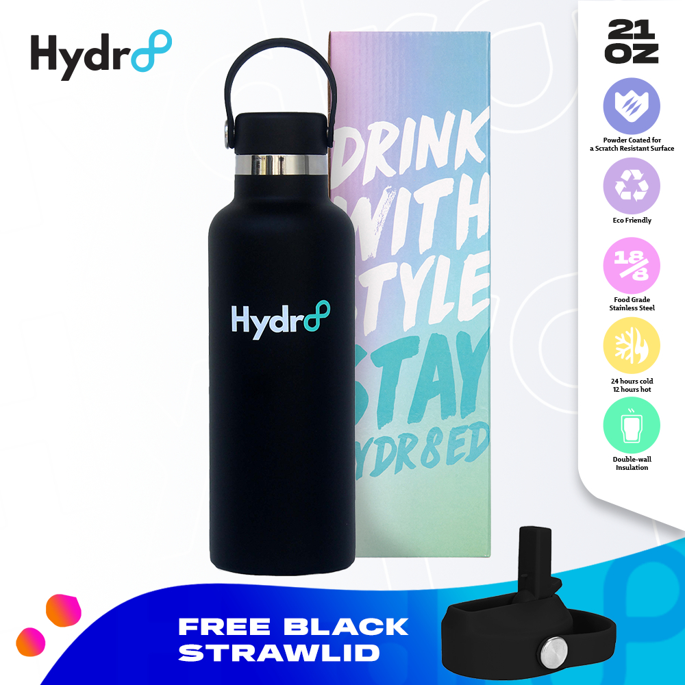 Hydro Flask 21 oz Water Bottle Stainless Steel, Vacuum Insulated with  Standard Mouth - Black