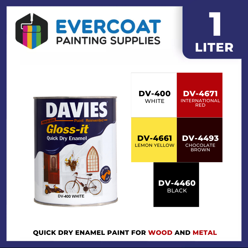 Davies Glossit QDE Paint for Wood / Furnitures Basic Colors 1L