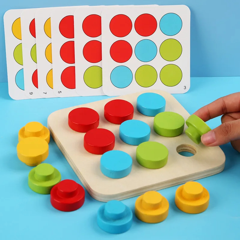 Montessori wooden toys color shape matching educational game children ...