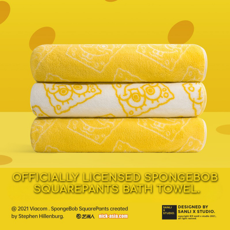 Ziorca x SANLI SpongeBob Antibacterial Bath Towel 70x140cm 365g Coral