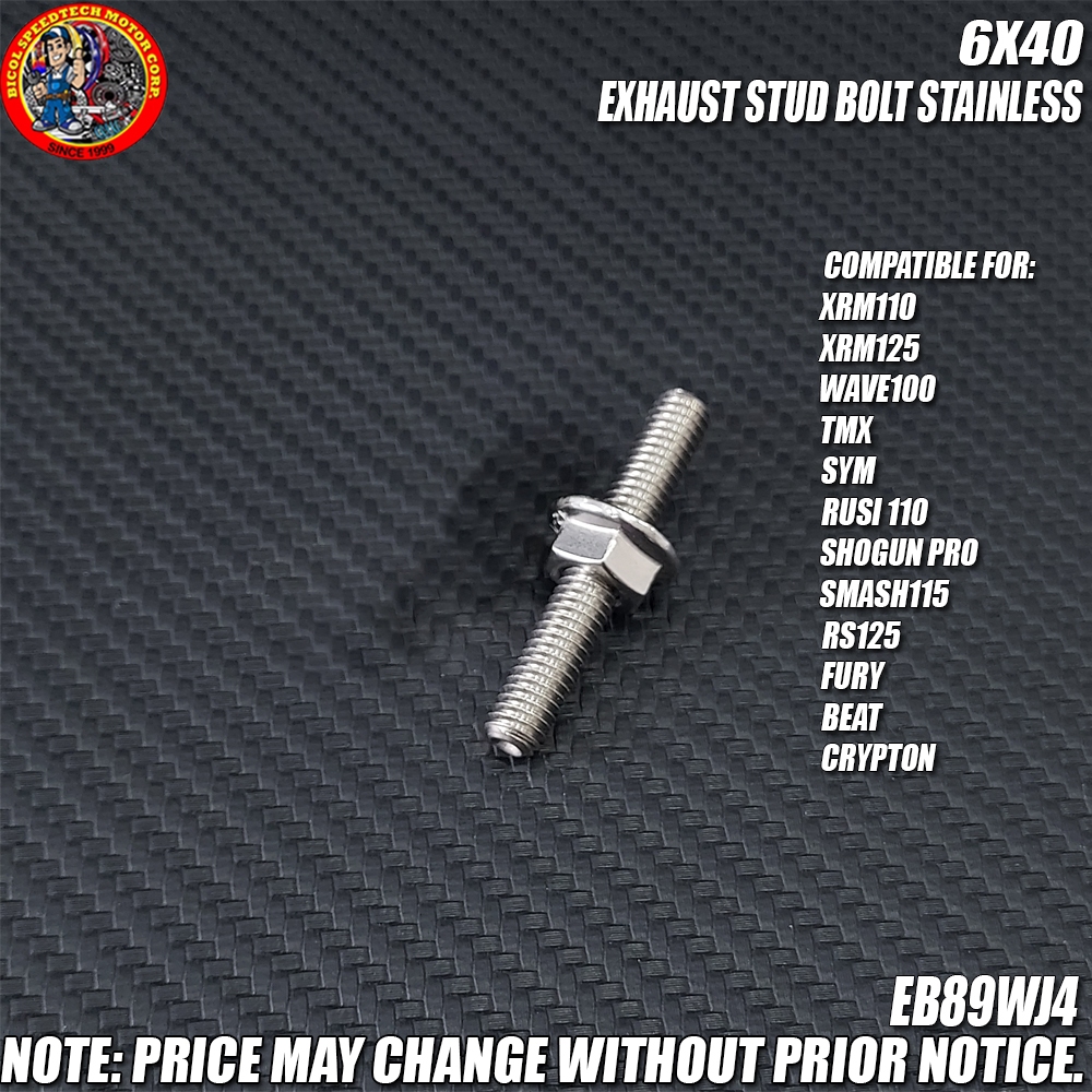 6mm X 40mm HIGH TENSILE STAINLESS STEEL EXHAUST STUD BOLTS 6X40 EB89WJ4 SOLD PER PIECE