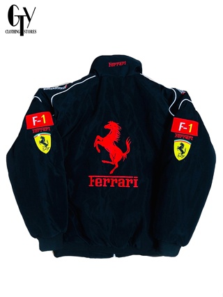 GTY Ferrari F1 Racing Jacket For Men Black Retro Motor Couple Jacket ...