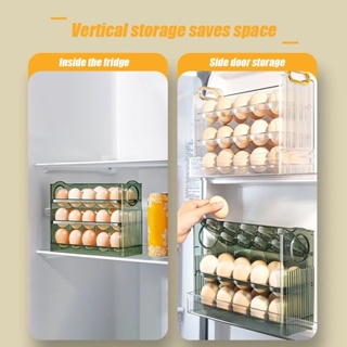 Auto Flip Egg Holder for Refrigerator, 3 Layer Egg Storage Container for  Refrige