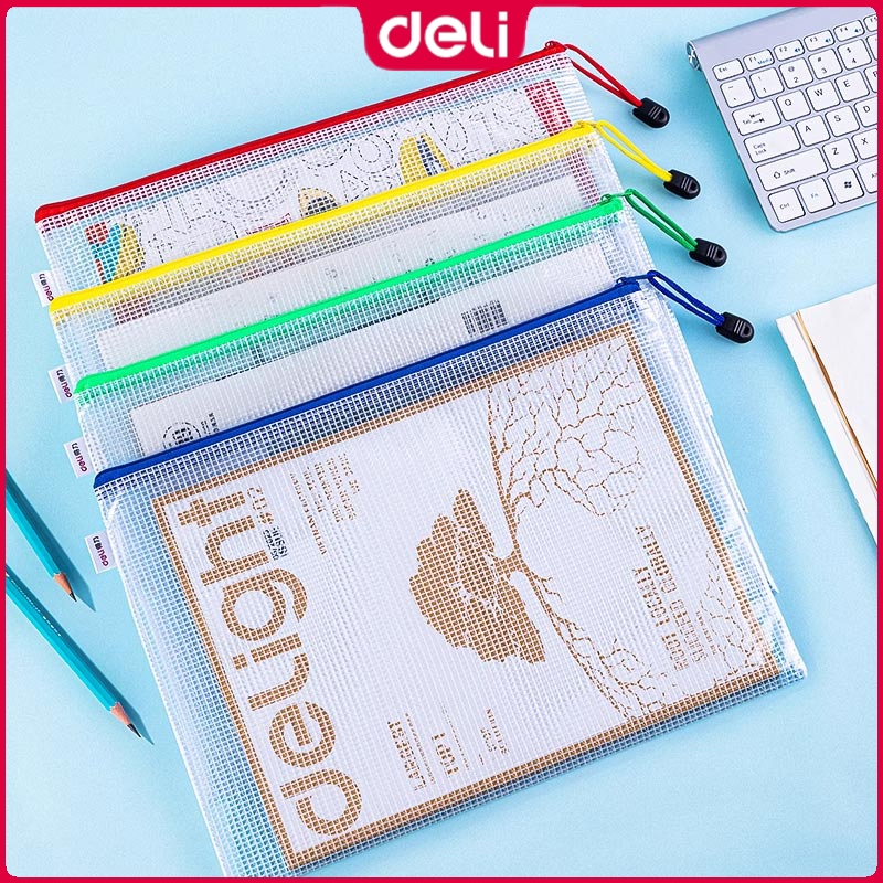 Deli E5654 A4 Zip Bag Transparent Document Folder Plastic Waterproof ...