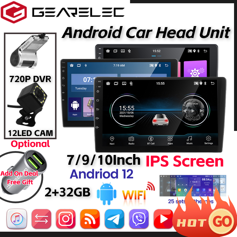 GEARELEC Car Radio Android 12 IPS Screen MP5 Player InDash Head Unit 7