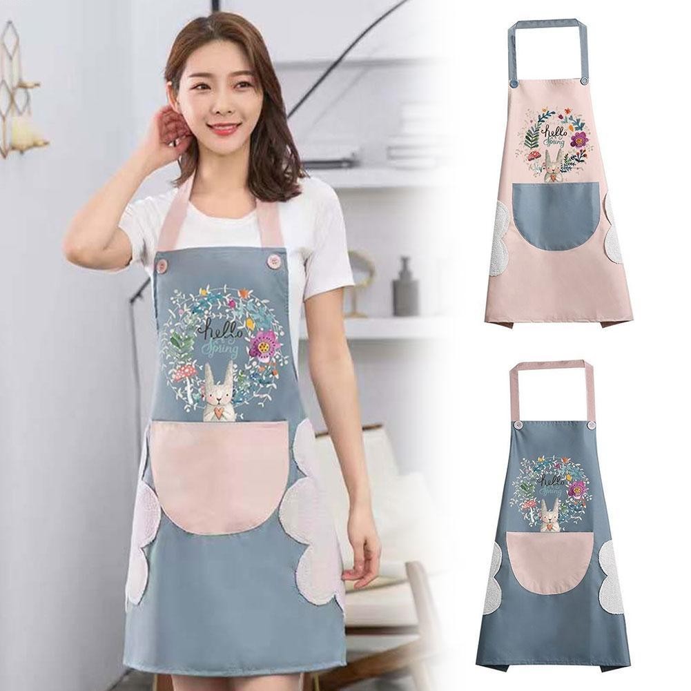 Rabbit Waterproof Kitchen Apron Chef BBQ Cooking Baking Apron With Big ...