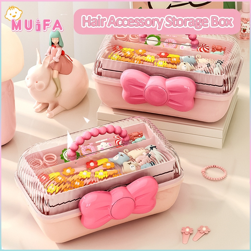 Practical hair accessory storage box 2layer organizer Children's hair