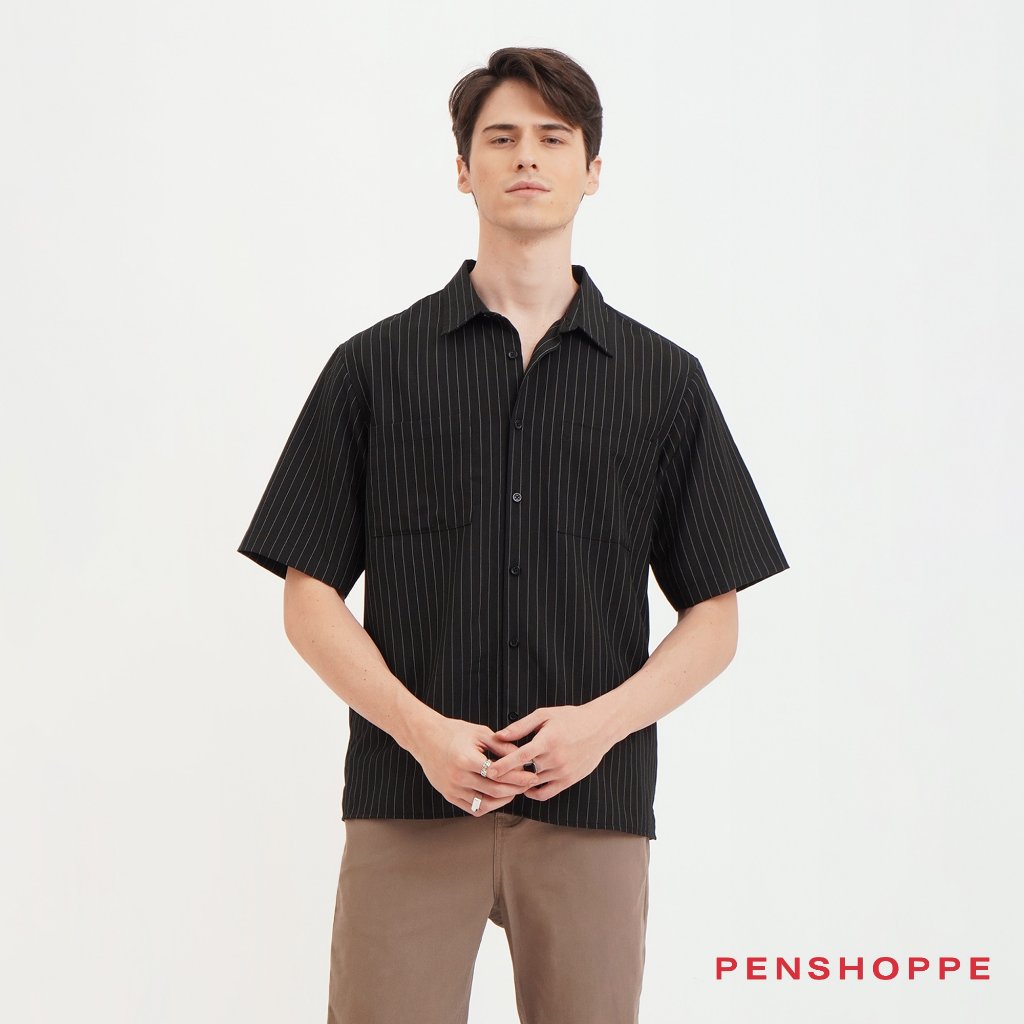 Penshoppe Dress Code Boxy Fit Pinstripe Shirt With Oversized Pockets ...