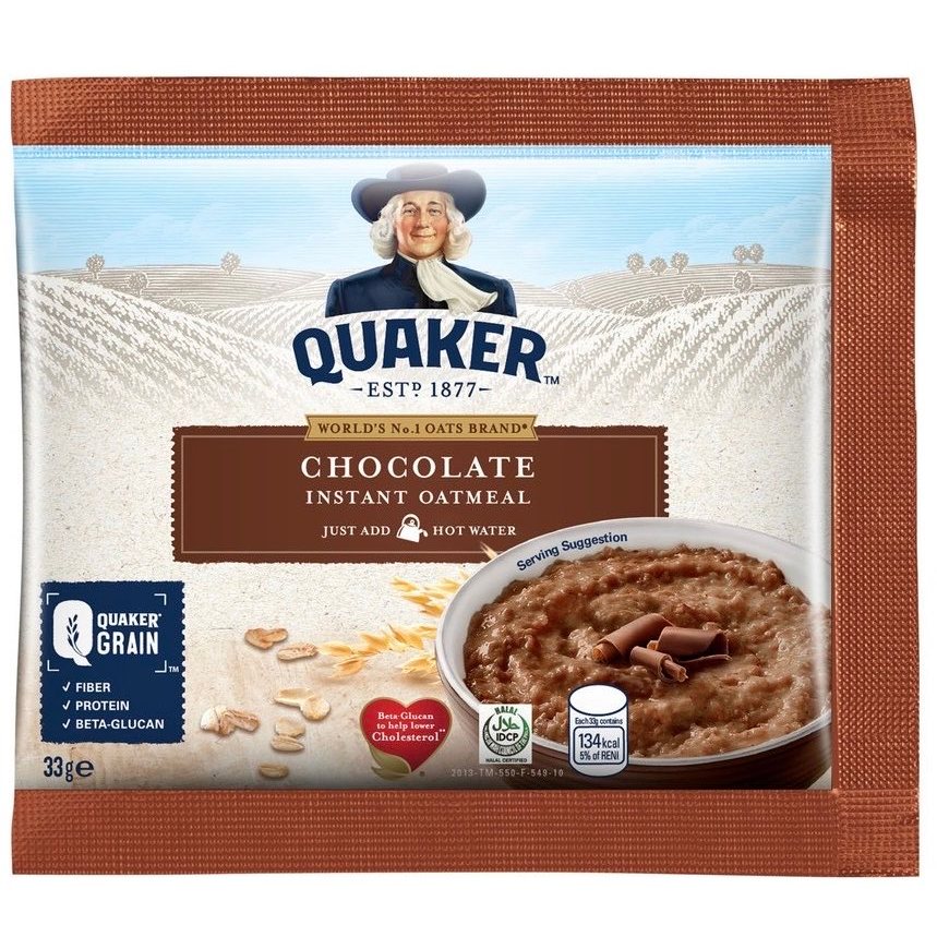 QUAKER CHOCOLATE Instant Oatmeal Just Add Hot Water (10 x 33g) Shopee