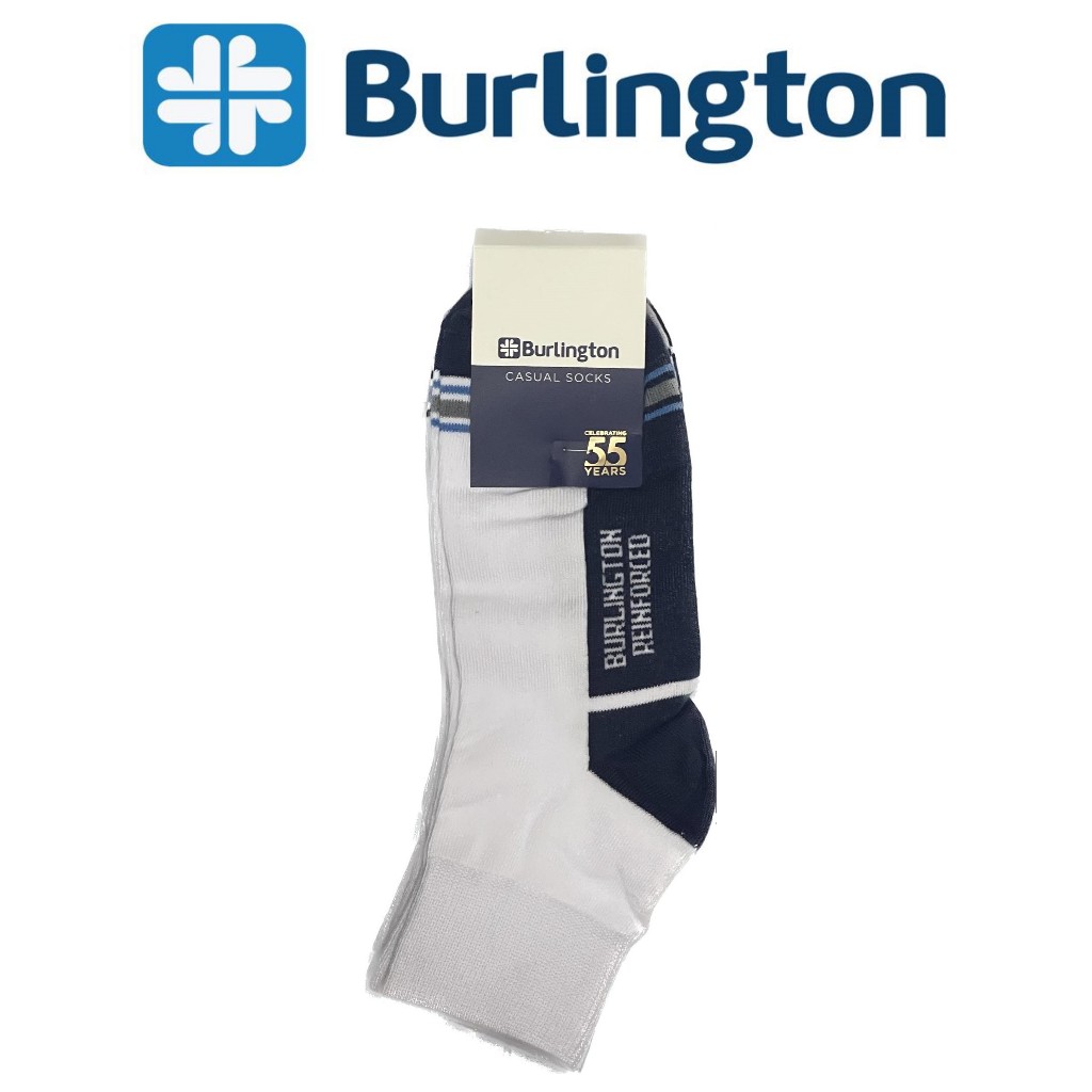 Burlington Men's Cotton Ankle Casual Socks white asstd 3 Pairs