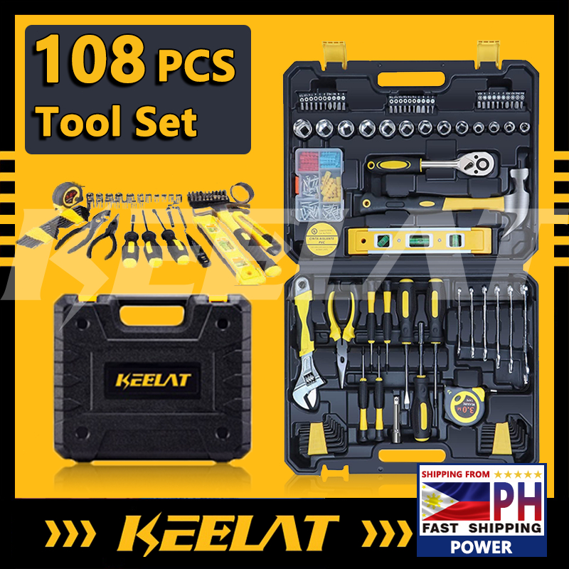 KEELAT 108 Pcs Toolbox Set Home Tool Kit For DIY and Quick Repairs Home