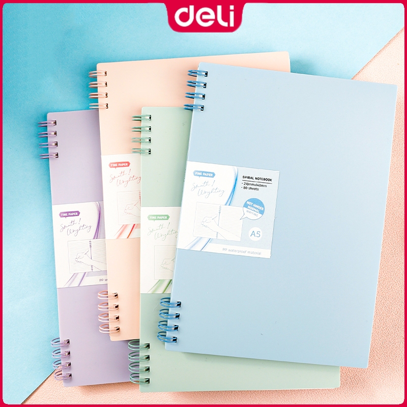 Deli A5/B5 Notebook 80Sheets Waterproof Spiral Big Journal Notebooks
