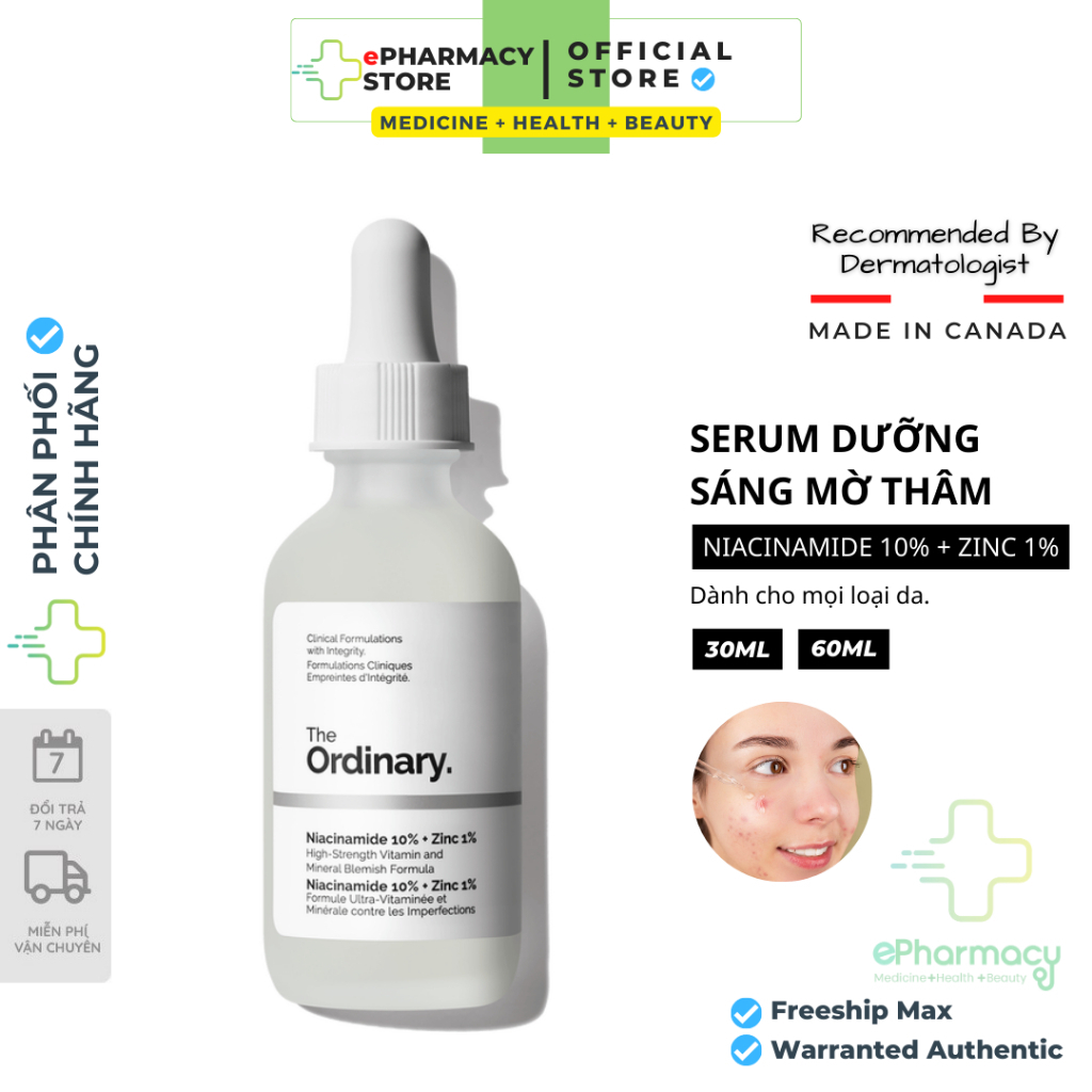 NIACINAMIDE SERUM The Ordinary Niacinamide 10% + Zinc 1% Reduce acne ...