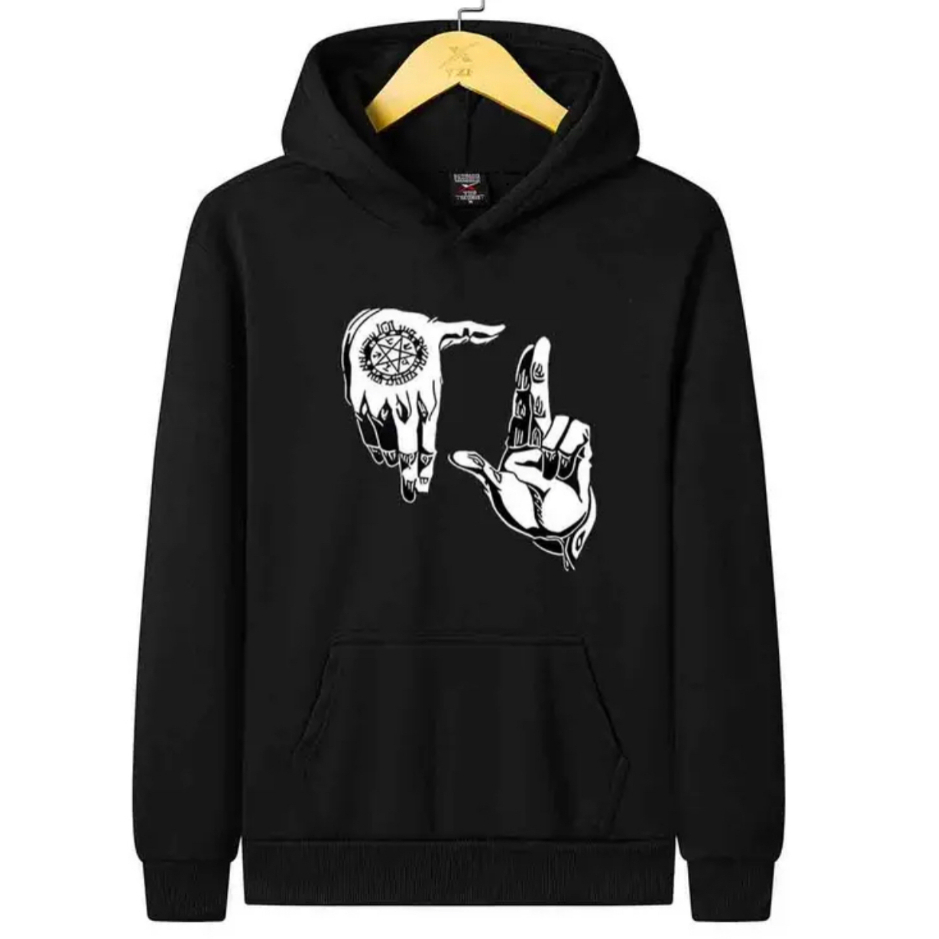 HOODIE JACKET WITHOUT ZIPPER 80 FABRIC COTTON ( not thicker nor thinner) HAND SIGN PRINTED